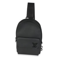 Black Grained Cowhide Aerogram Pilot Slingbag
