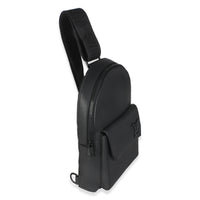 Black Grained Cowhide Aerogram Pilot Slingbag