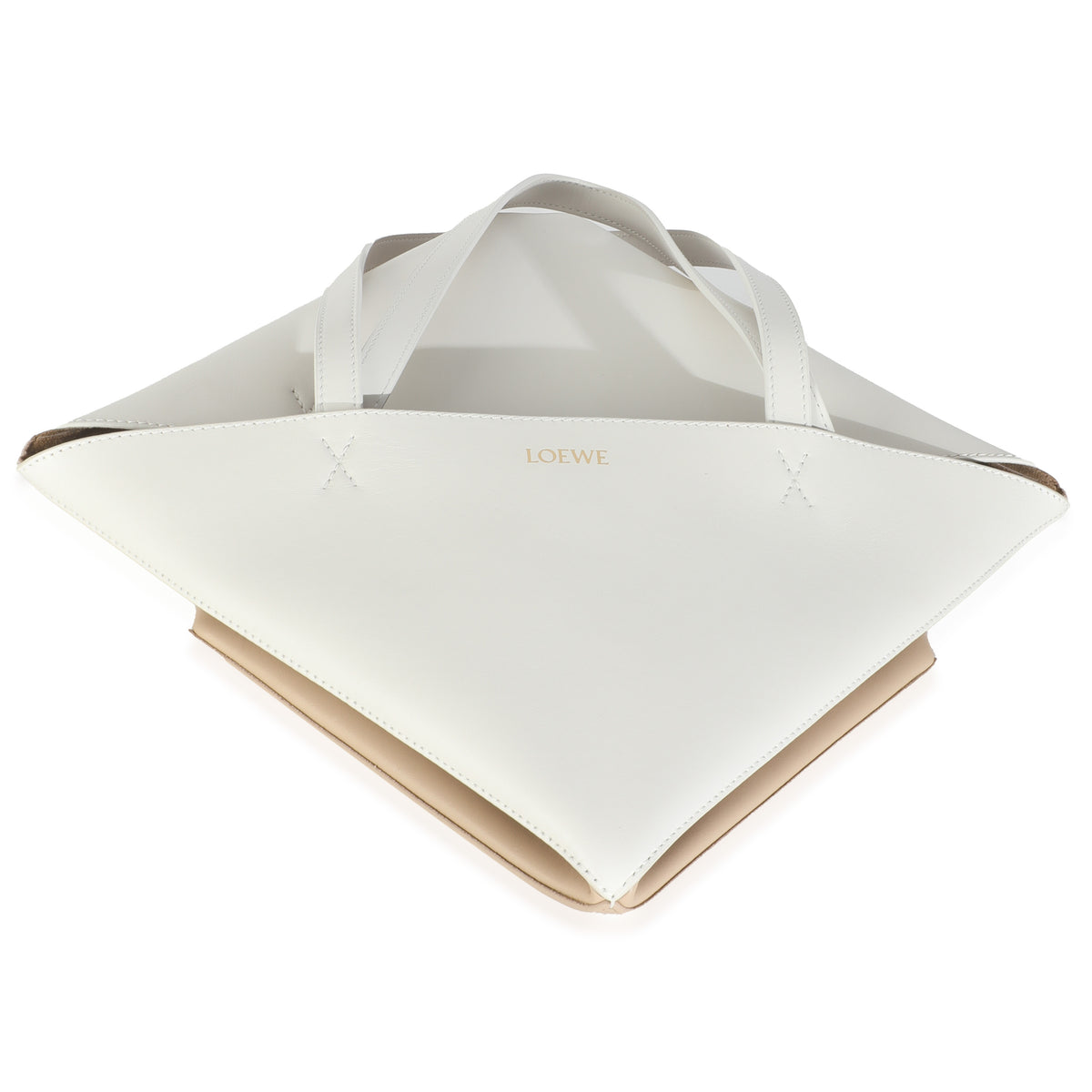 Soft White Paper Craft Shiny Calfskin Medium Puzzle Fold Tote