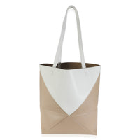 Soft White Paper Craft Shiny Calfskin Medium Puzzle Fold Tote