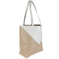 Soft White Paper Craft Shiny Calfskin Medium Puzzle Fold Tote