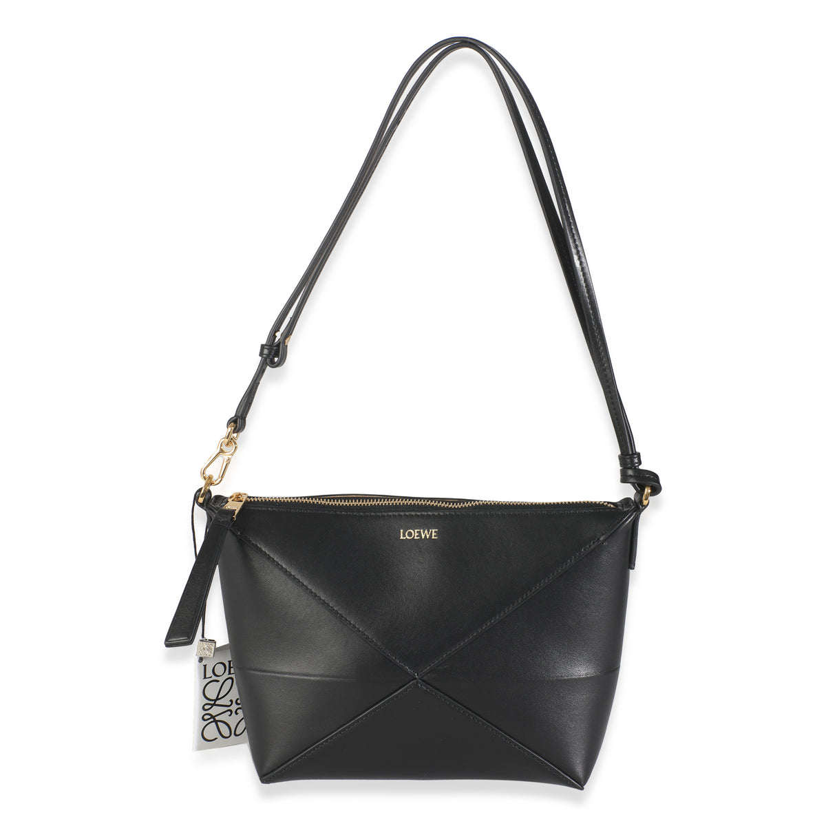 Black Calfskin Puzzle Fold Pouch