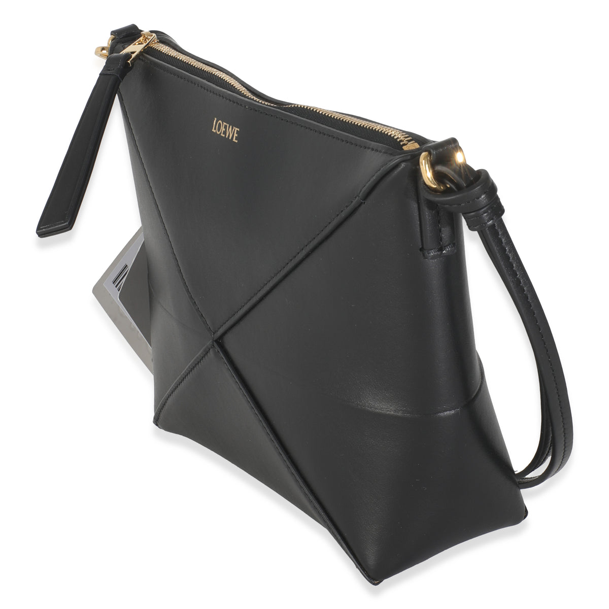 Black Calfskin Puzzle Fold Pouch