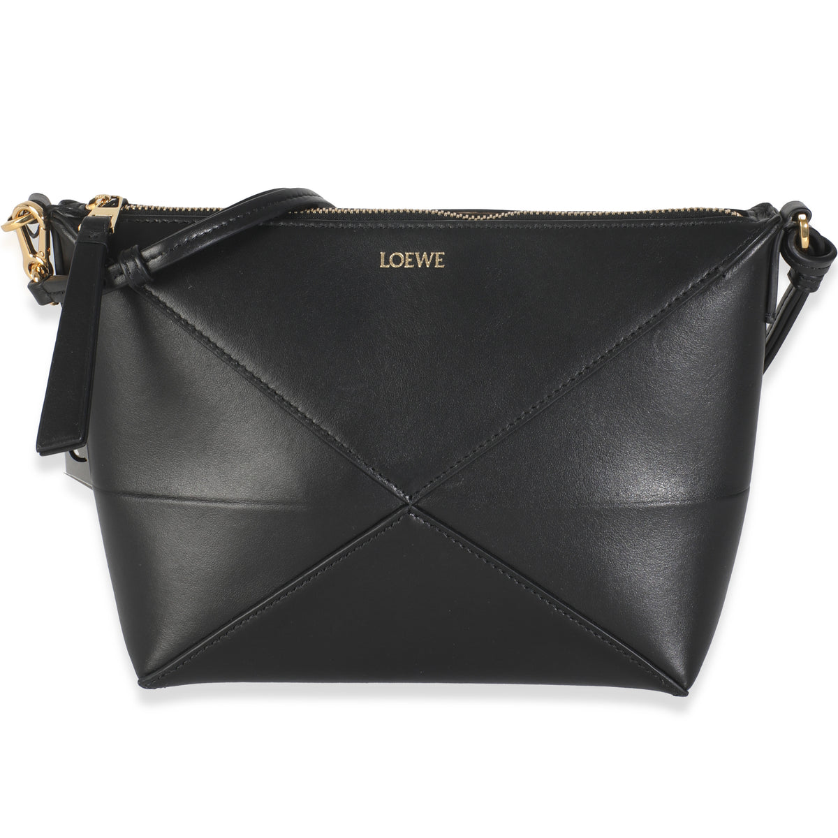 Black Calfskin Puzzle Fold Pouch