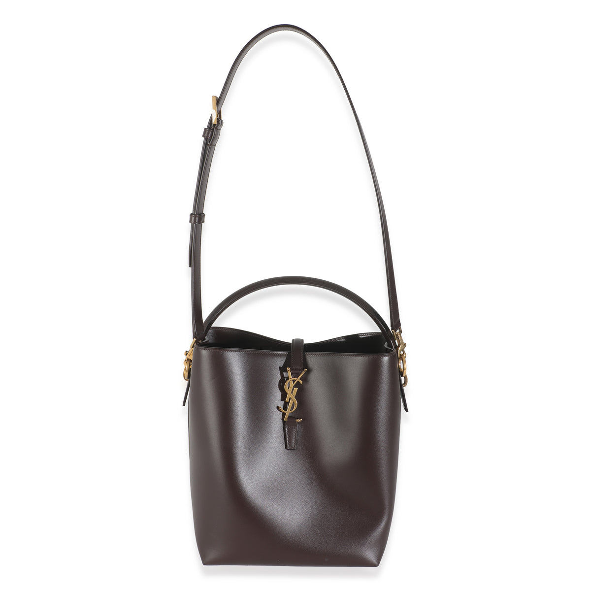 Dark Sweet Choco Shiny Calfskin Le 37 Bucket Bag