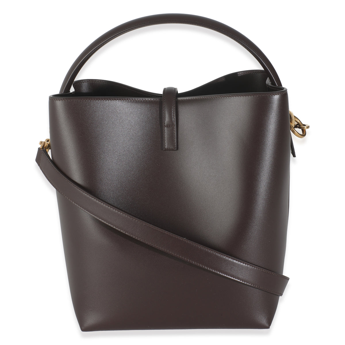 Dark Sweet Choco Shiny Calfskin Le 37 Bucket Bag