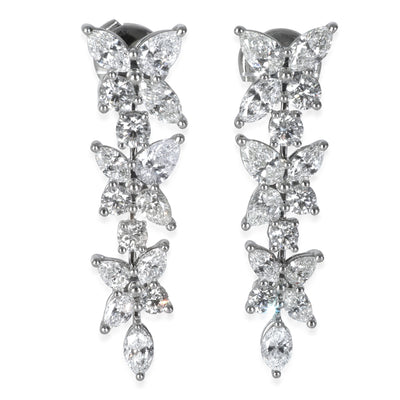 Platinum Diamond Victoria Mixed Cluster Drop Earrings