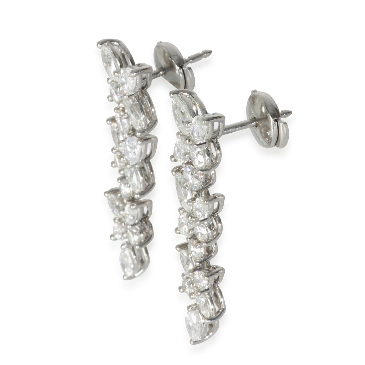 Platinum Diamond Victoria Mixed Cluster Drop Earrings