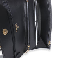 Black Quilted Caviar Filigree Wallet On Chain