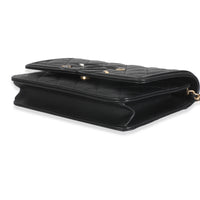 Black Quilted Caviar Filigree Wallet On Chain