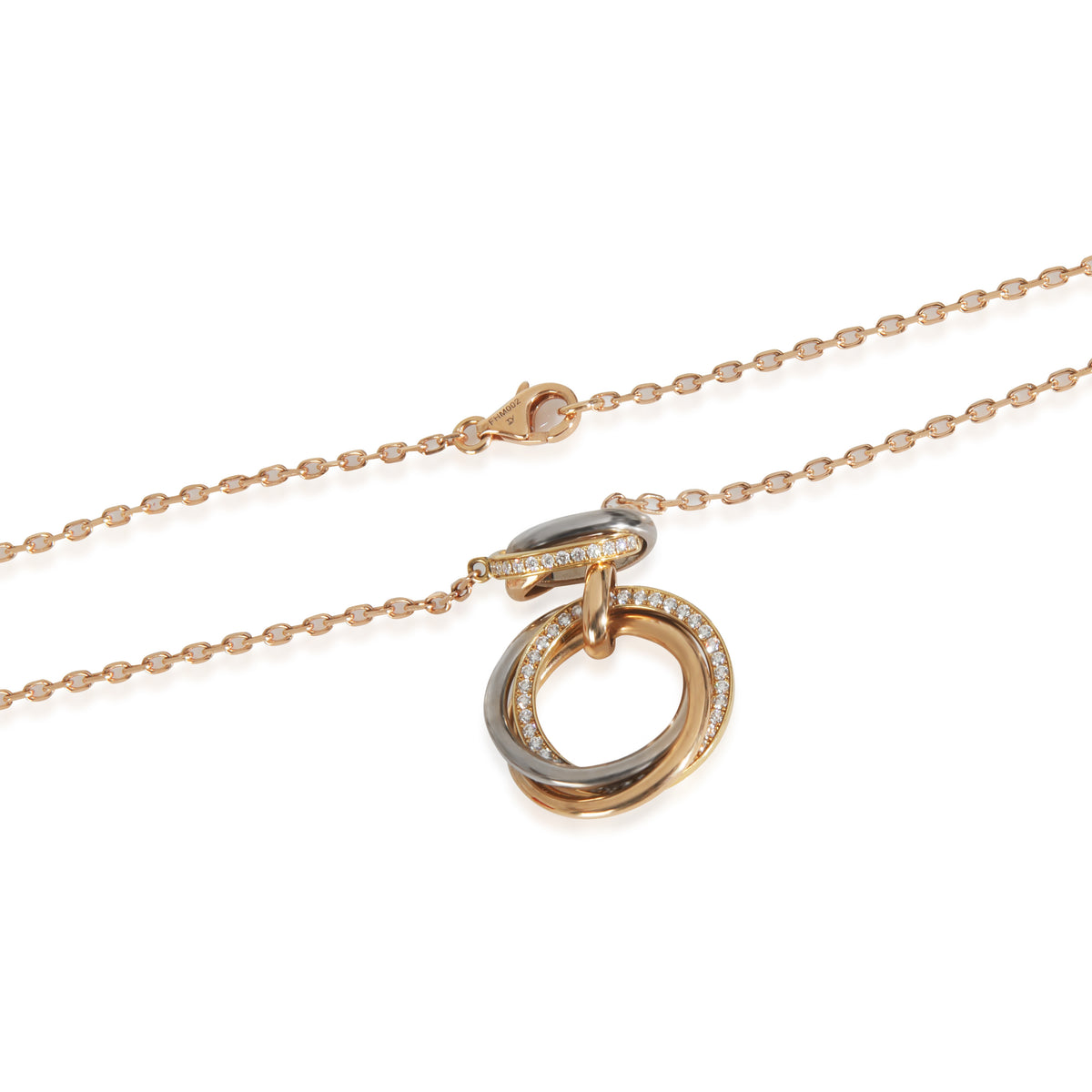 3-Tone Gold Diamond Trinity Lariat Necklace