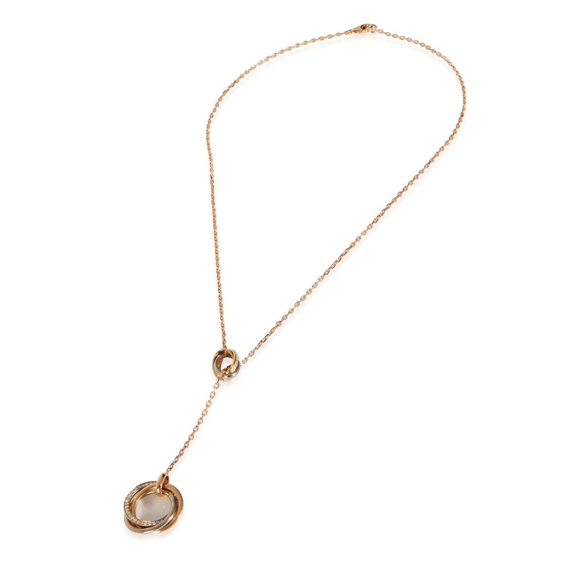 3-Tone Gold Diamond Trinity Lariat Necklace