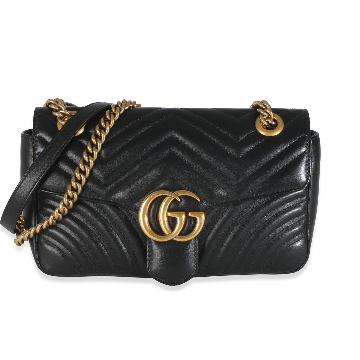 Black Matelasse Calfskin Small GG Marmont Shoulder Bag