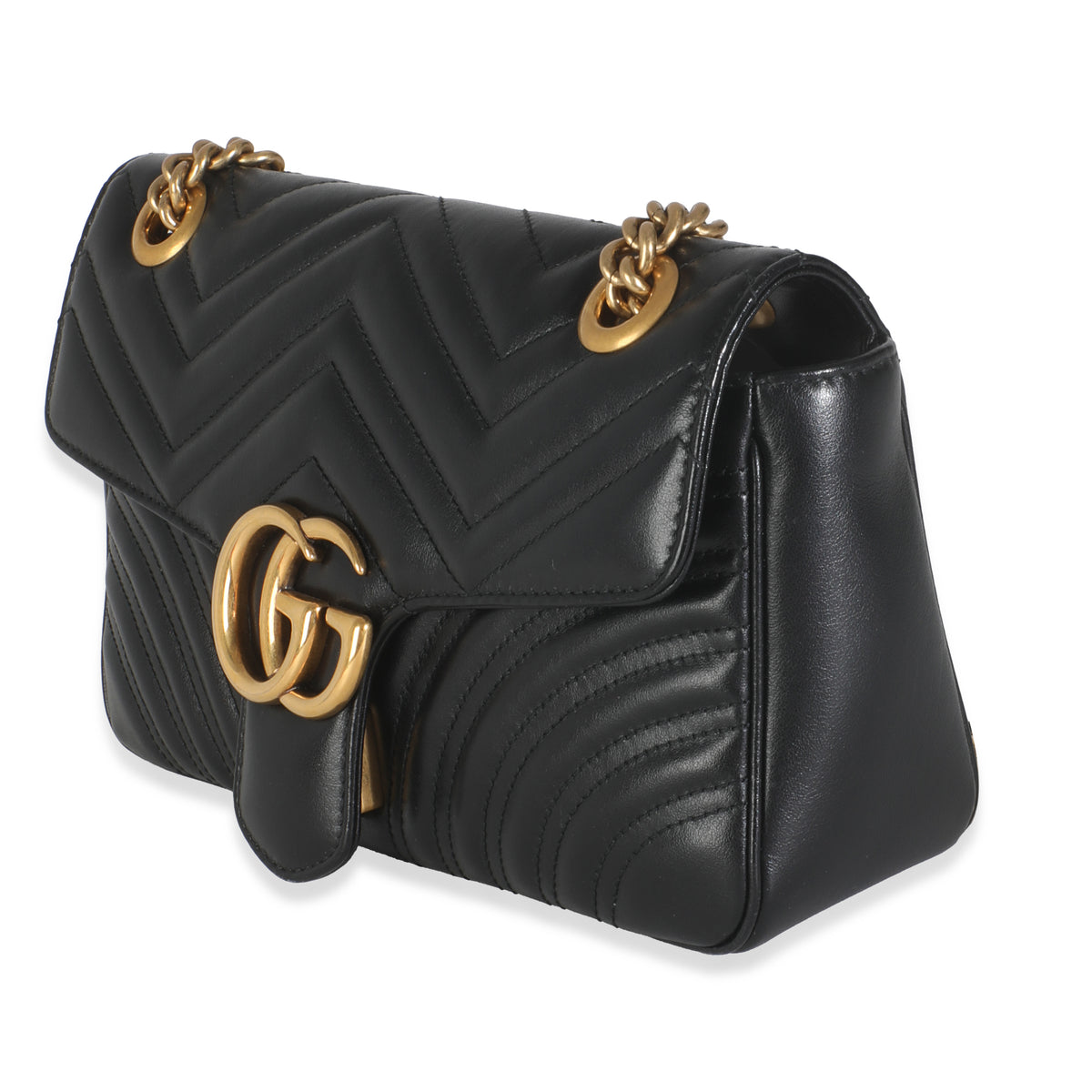 Black Matelasse Calfskin Small GG Marmont Shoulder Bag