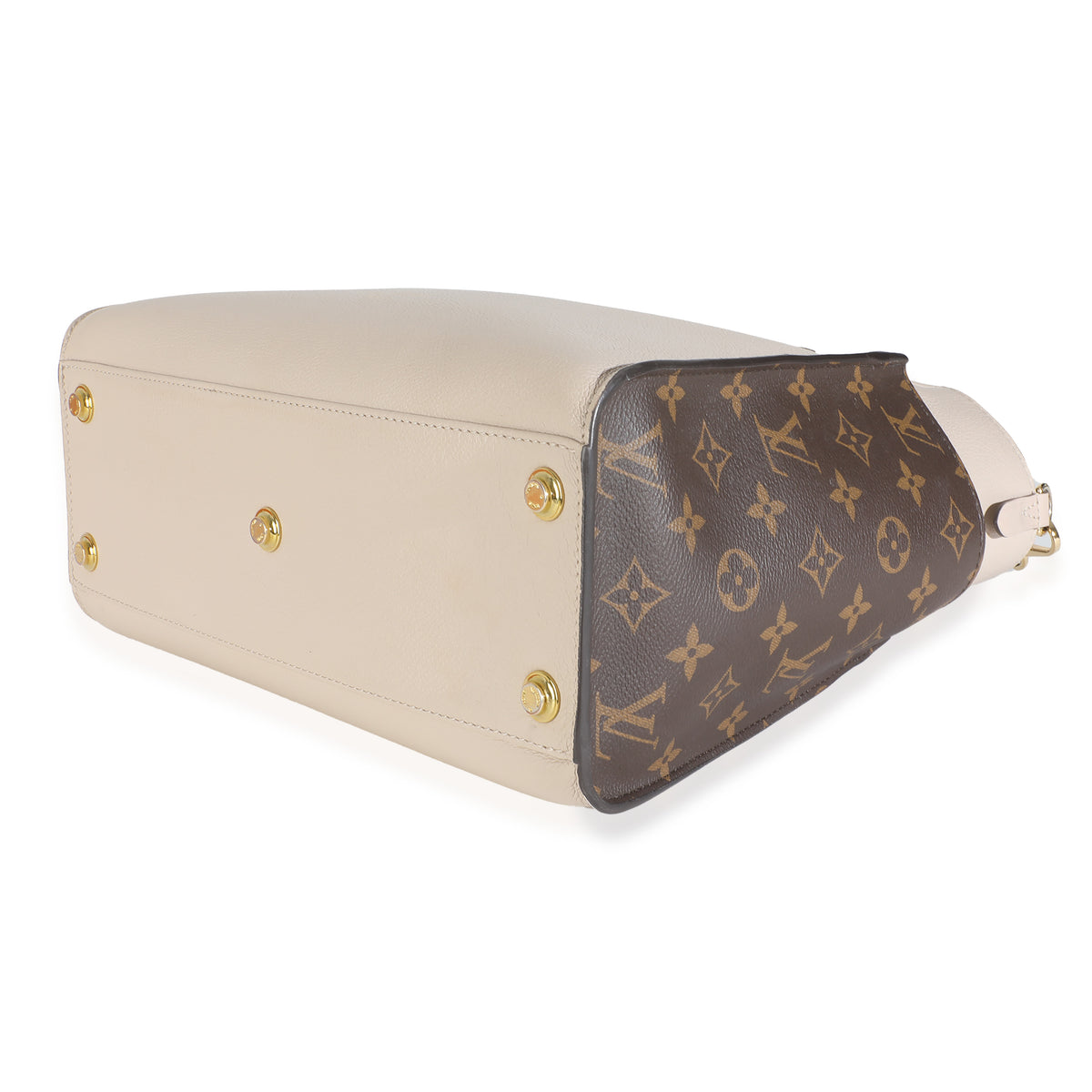 Greige Calfskin Monogram On My Side MM