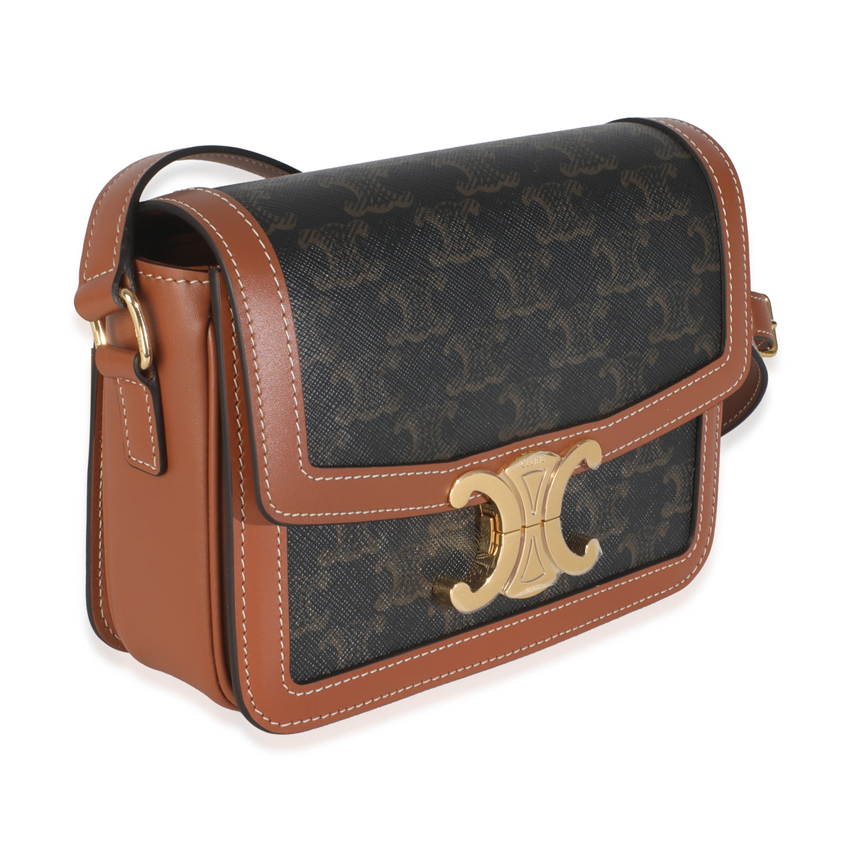 Tan Calfskin Triomphe Canvas Teen Triomphe