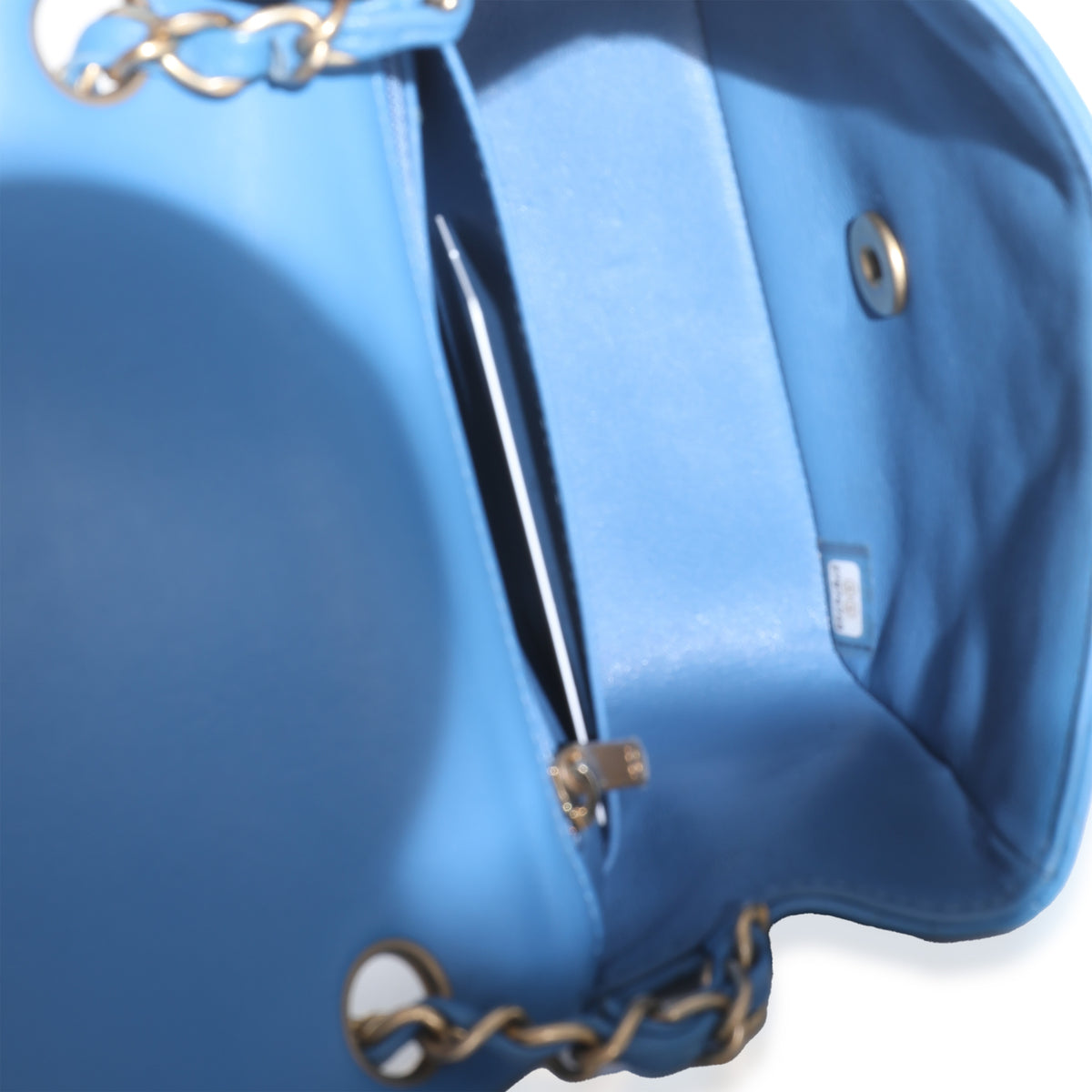 Blue Quilted Lambskin Mini Square Flap Bag