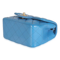 Blue Quilted Lambskin Mini Square Flap Bag