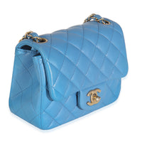 Blue Quilted Lambskin Mini Square Flap Bag