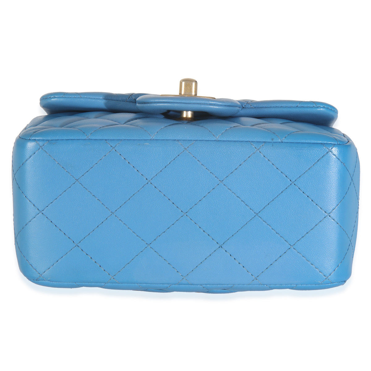Blue Quilted Lambskin Mini Square Flap Bag