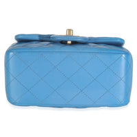 Blue Quilted Lambskin Mini Square Flap Bag