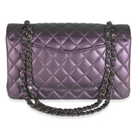 Purple Quilted Iridescent Lambskin Medium Classic Double Flap Bag