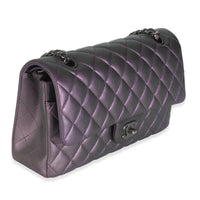 Purple Quilted Iridescent Lambskin Medium Classic Double Flap Bag
