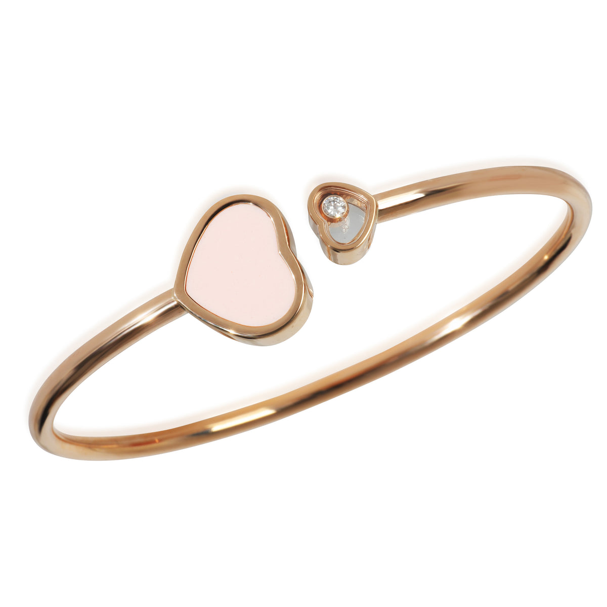 Rose Gold Diamond Happy Heart Bangle Bracelet