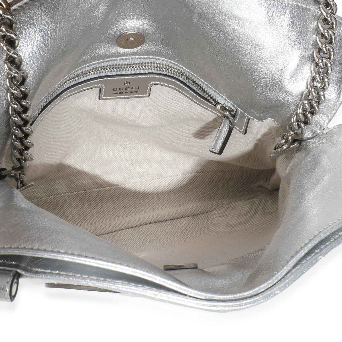Gucci Silver Metallic Sakai Diagonal Stitched Calfskin Small Blondie Tote Handbag av