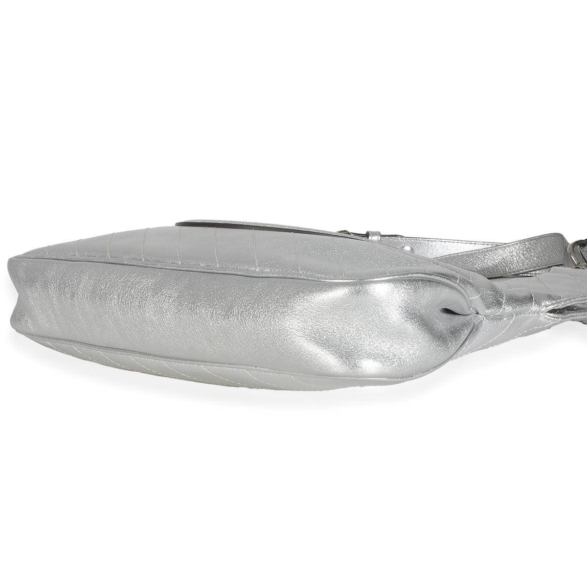 Silver Metallic Sakai Diagonal Stitched Calfskin Small Blondie Tote