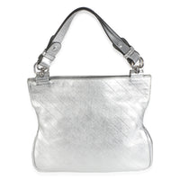 Silver Metallic Sakai Diagonal Stitched Calfskin Small Blondie Tote