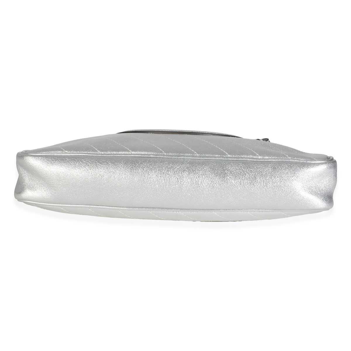 Silver Metallic Sakai Diagonal Stitched Calfskin Small Blondie Tote