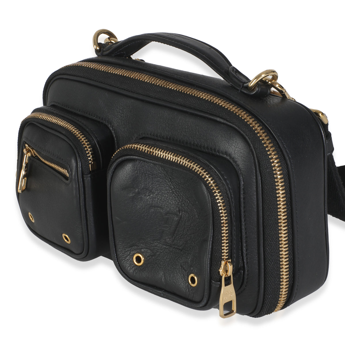 Black Monogram Embossed Calfskin Utility Crossbody