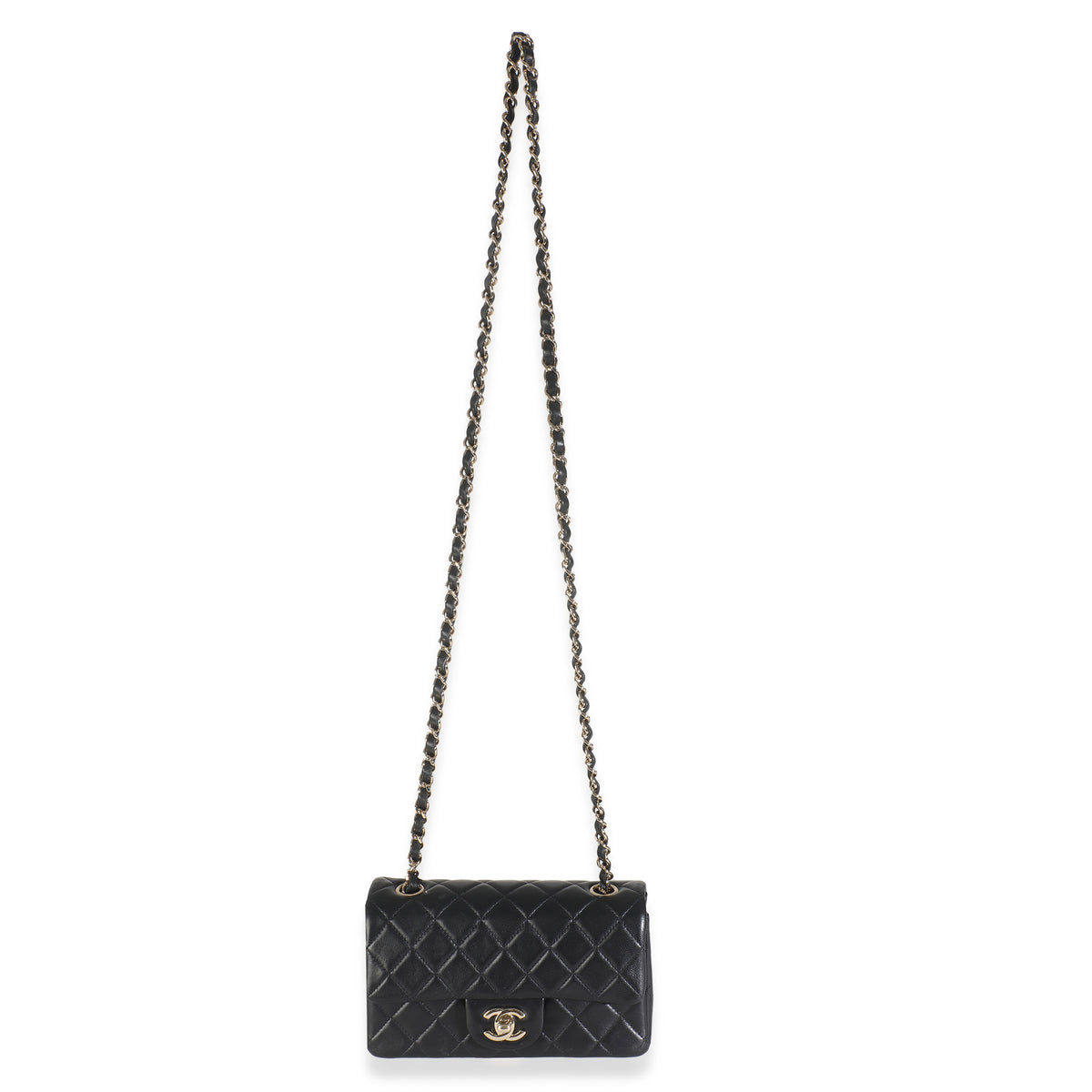 Black Quilted Lambskin Mini Rectangular Flap Bag