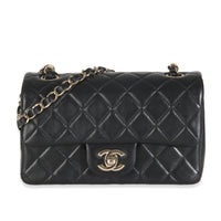 Black Quilted Lambskin Mini Rectangular Flap Bag