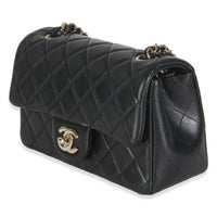 Black Quilted Lambskin Mini Rectangular Flap Bag