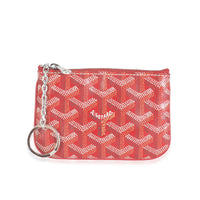 Red Goyardine Canvas Nano Senat Key Pouch