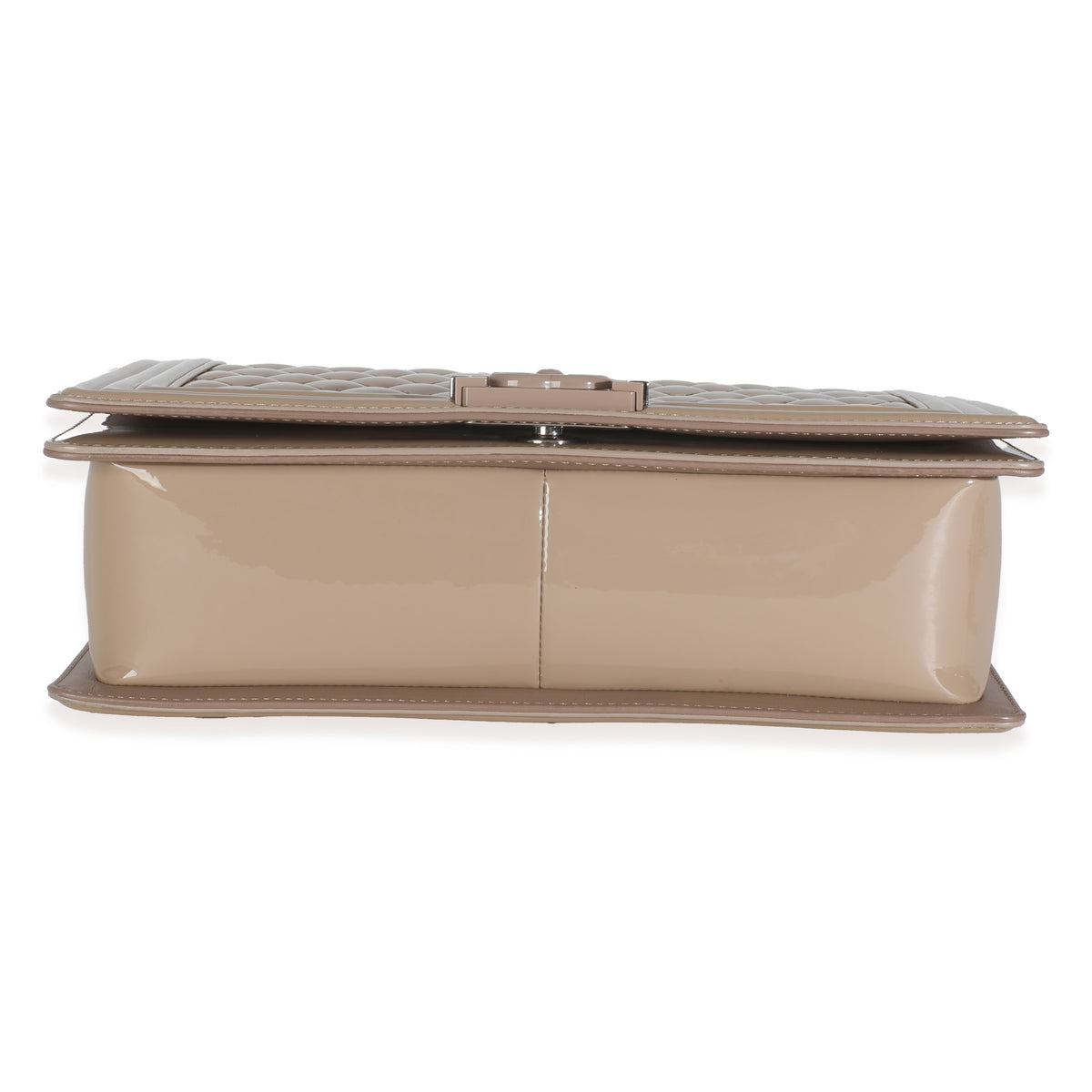 Beige Quilted Patent Plexi New Medium Boy Bag