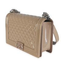 Beige Quilted Patent Plexi New Medium Boy Bag