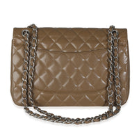 Khaki Quilted Caviar Jumbo Double Flap Handbag