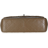 Khaki Quilted Caviar Jumbo Double Flap Handbag