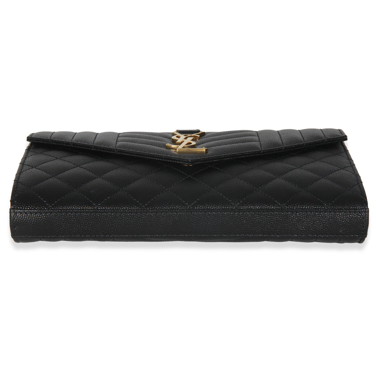 Black Grain De Poudre Matelasse Triquilt Monogram Chain Wallet