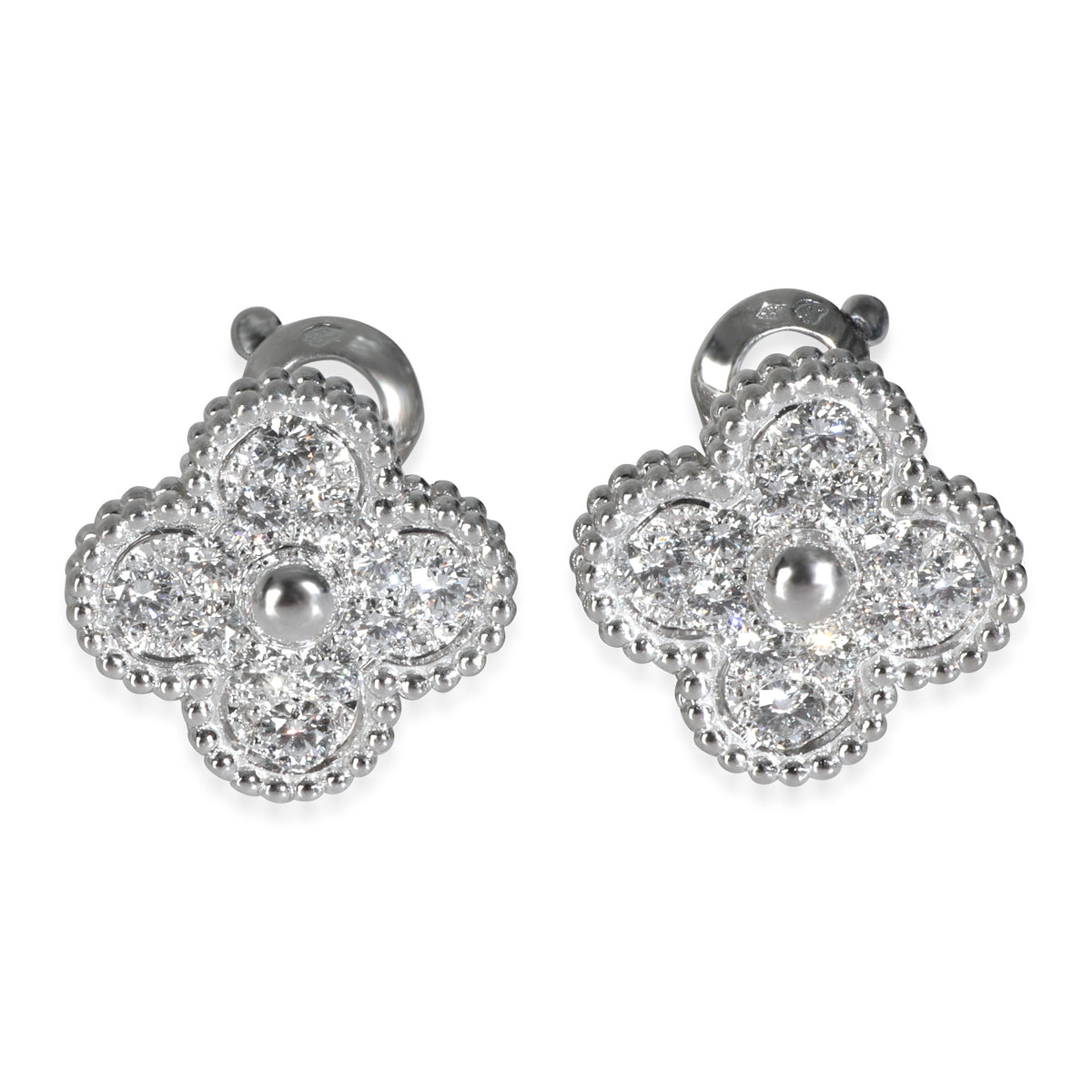 White Gold Diamond Vintage Alhambra Earrings