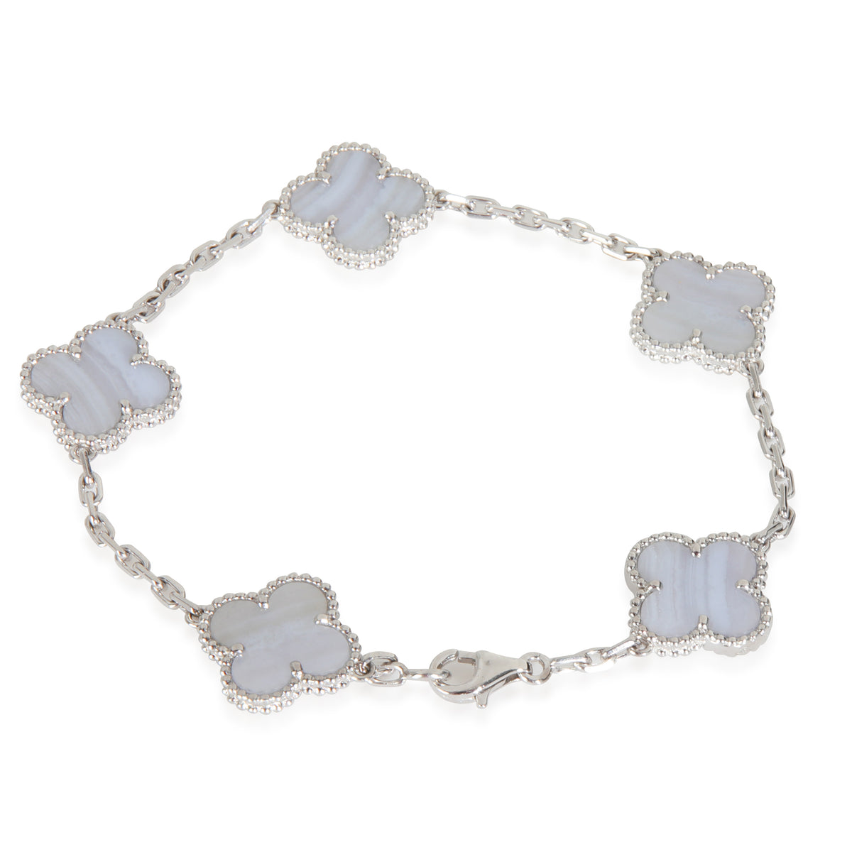 White Gold Chalcedony Vintage Alhambra Bracelet