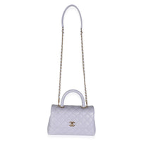 21K Purple Quilted Caviar Mini Coco Handle Flap Handbag