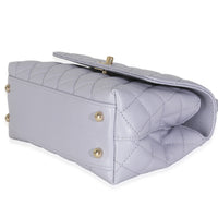 21K Purple Quilted Caviar Mini Coco Handle Flap Handbag