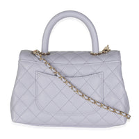 21K Purple Quilted Caviar Mini Coco Handle Flap Handbag