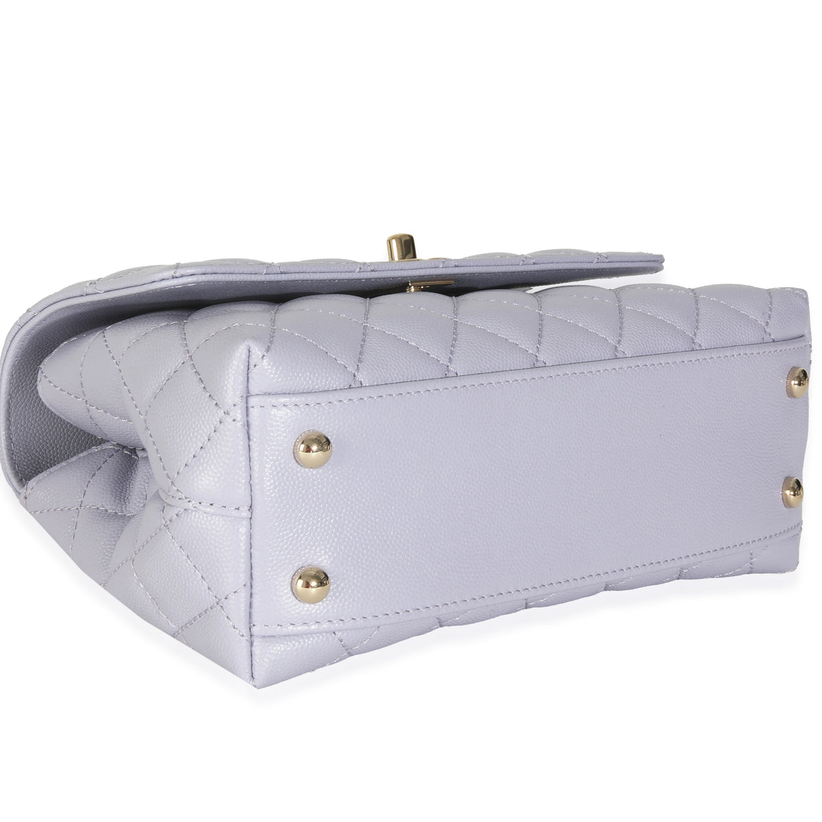 21K Purple Quilted Caviar Mini Coco Handle Flap Handbag