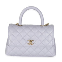21K Purple Quilted Caviar Mini Coco Handle Flap Handbag
