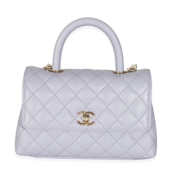21K Purple Quilted Caviar Mini Coco Handle Flap Handbag
